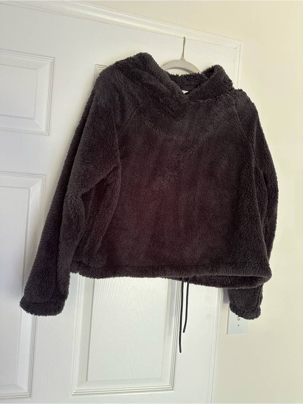H&M Plush Hooded Jacket in Charcoal